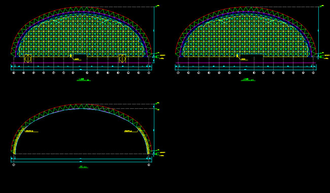长葛跨度110米，拱高35_7米煤棚网架